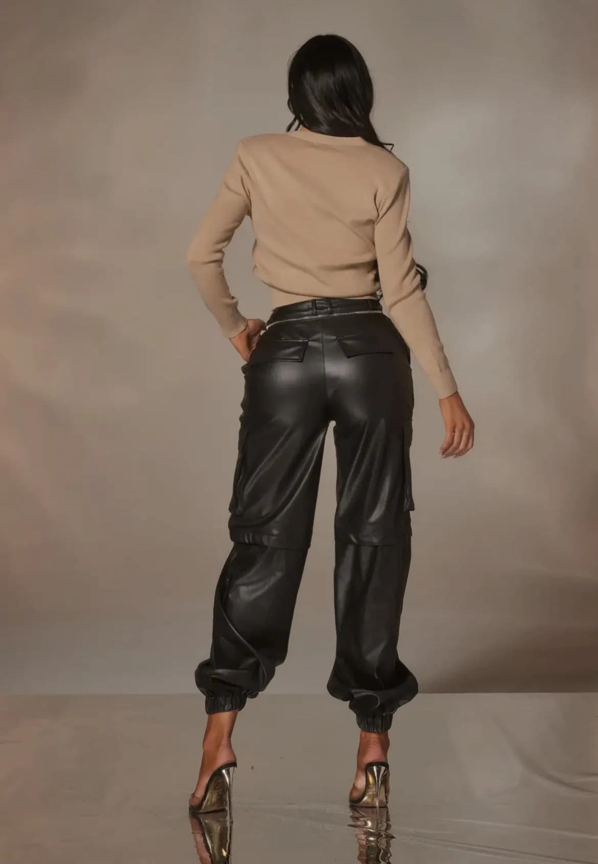 Hot* Faux Leather Jogger Cargo Pants by WFFS