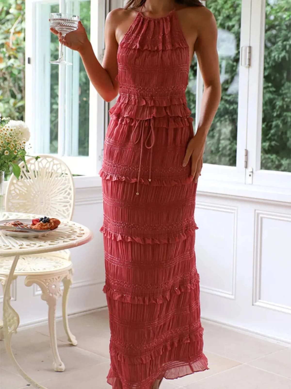 Sleeveless Top and Maxi Skirt Set