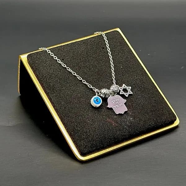 Hamsa Charm Necklace with Evil Eye and Star of David by Koch La Ni in Multiple Colors