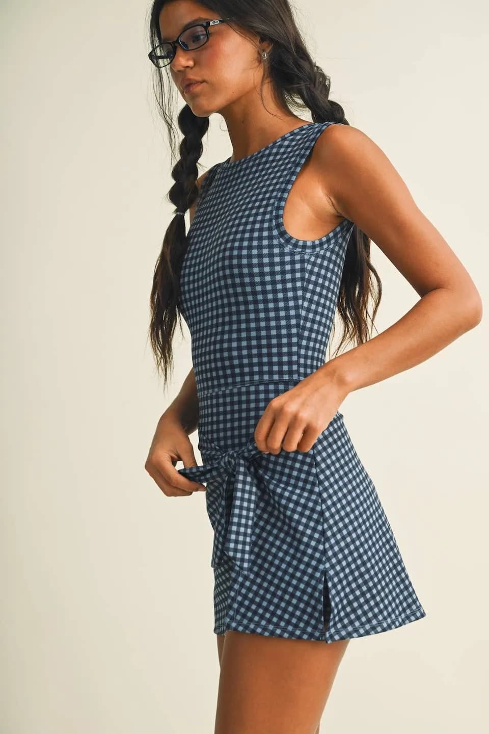 Pre-Order Gingham Print Sleeveless Wrap Tie Front Dress (Ships October)