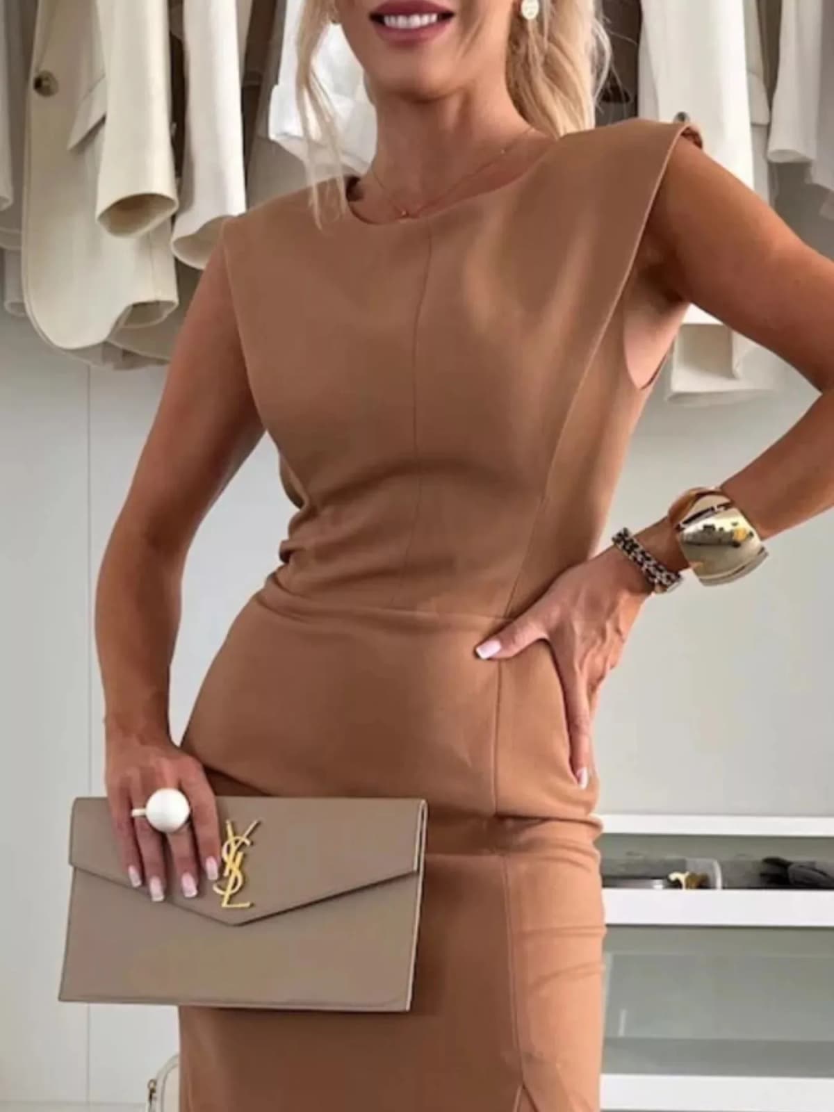 Full Size Slit Round Neck Sleeveless Dress Plus Size in Multiple Colors