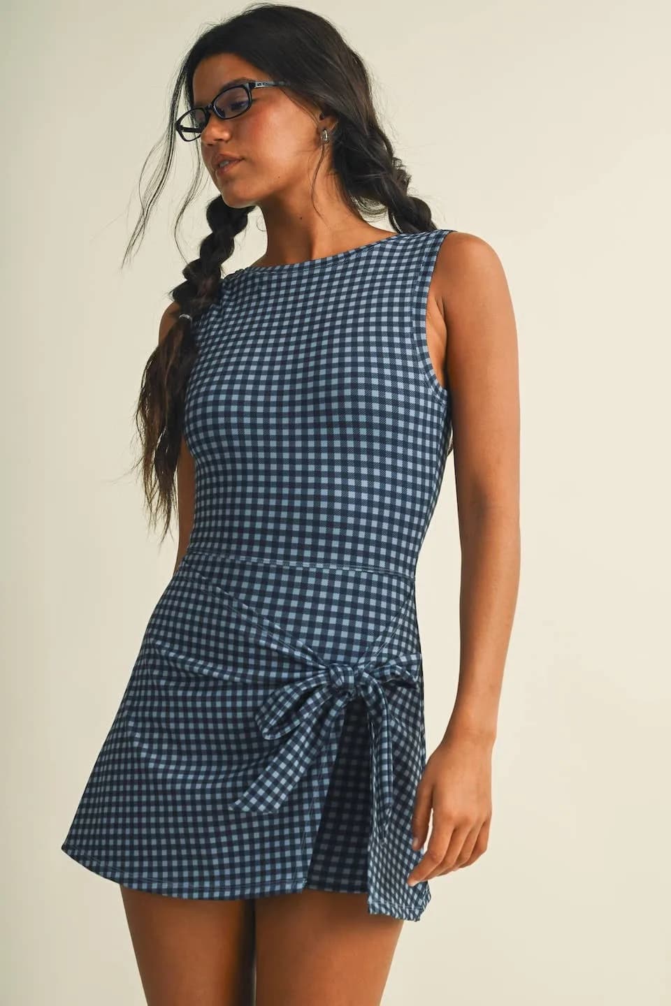 Pre-Order Gingham Print Sleeveless Wrap Tie Front Dress (Ships October)