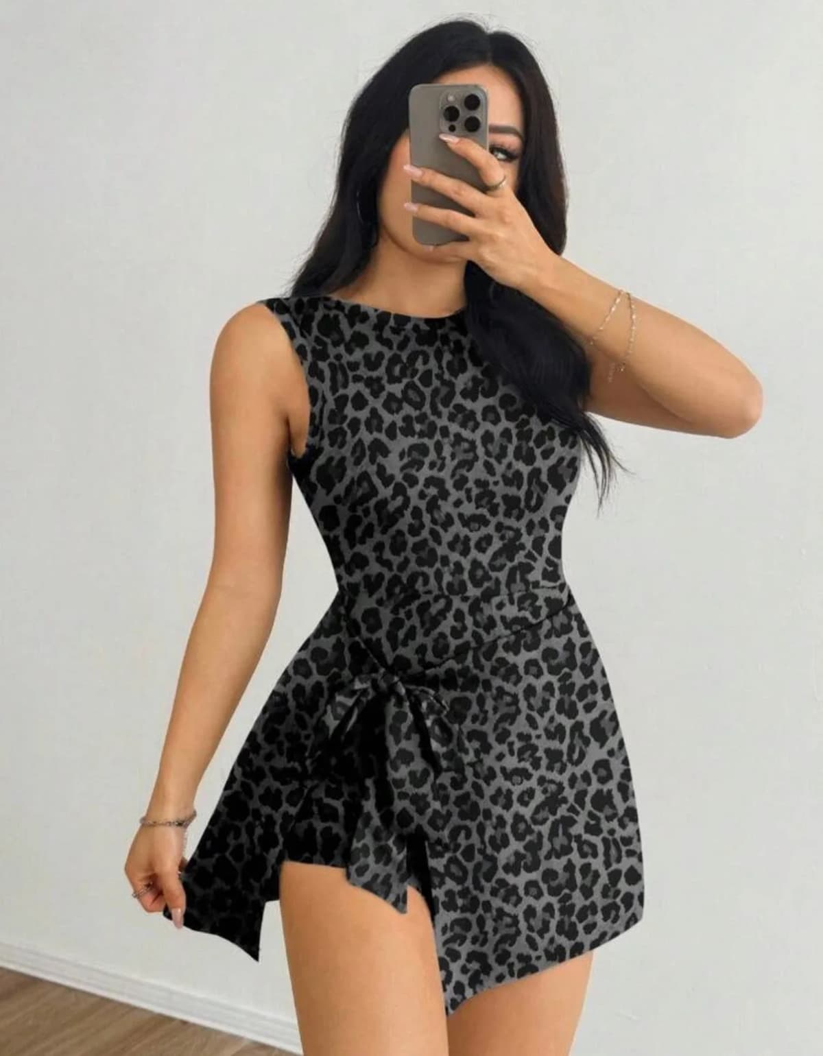 Leopard Stretch Athletic Wrap Tie Dress (Restocked!)