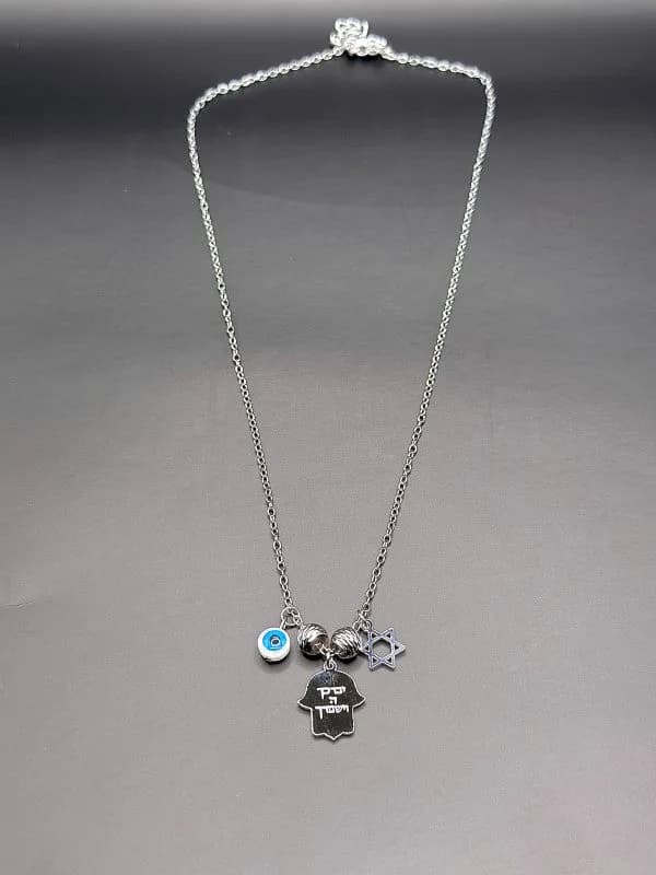 Hamsa Charm Necklace with Evil Eye and Star of David by Koch La Ni in Multiple Colors