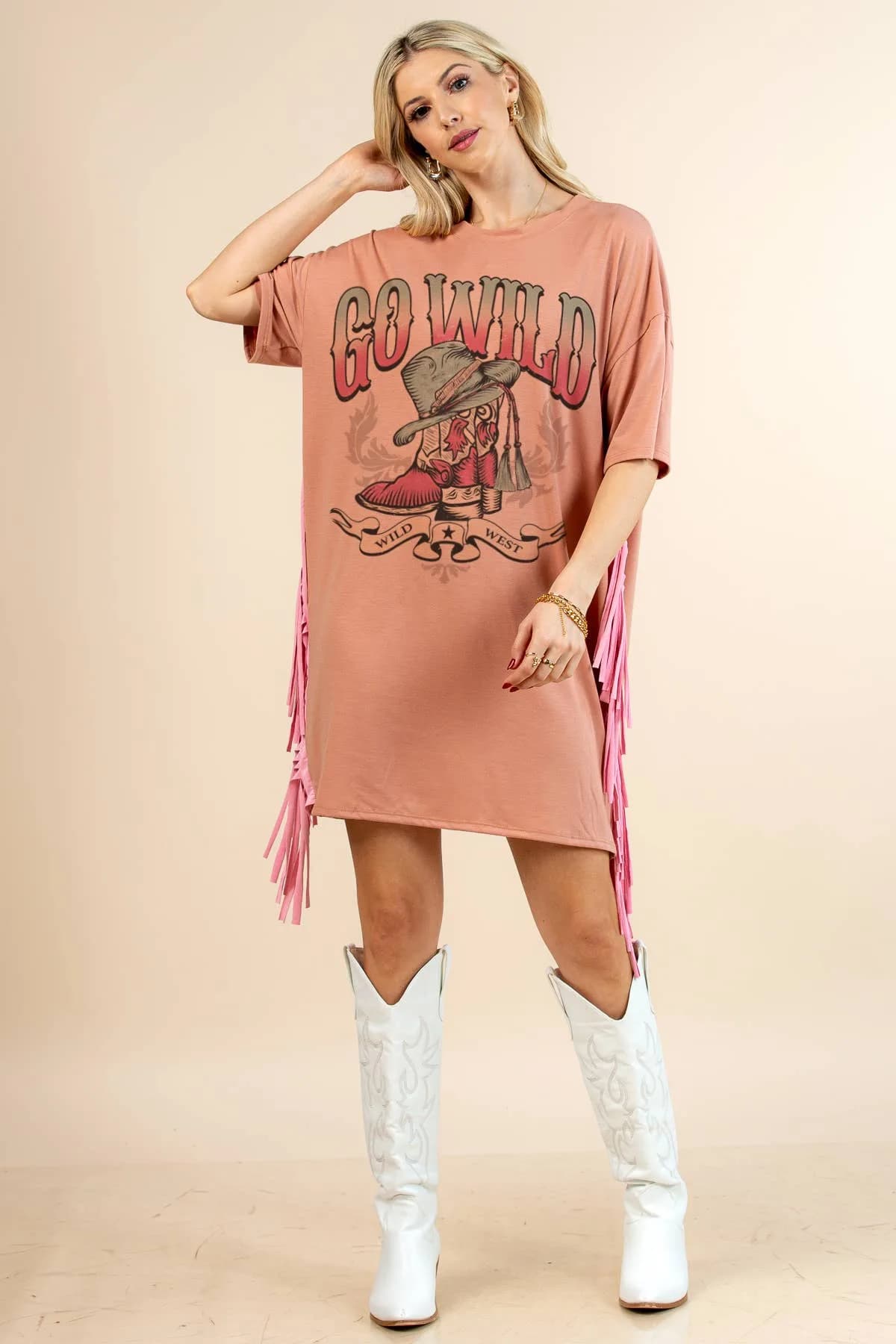 Kyona Go Wild Boots Print T Shirt Dress