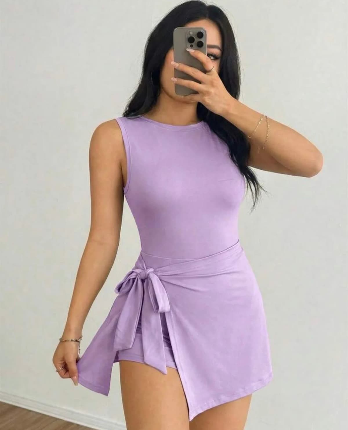 Lavender Athletic Wrap Tie Dress