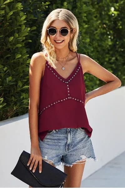 Double Strap Tank with Studs Multiple Colors