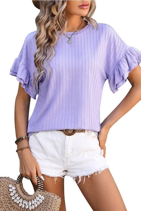 Ruffle Sleeve Textured Shirt by Miss Sparkling