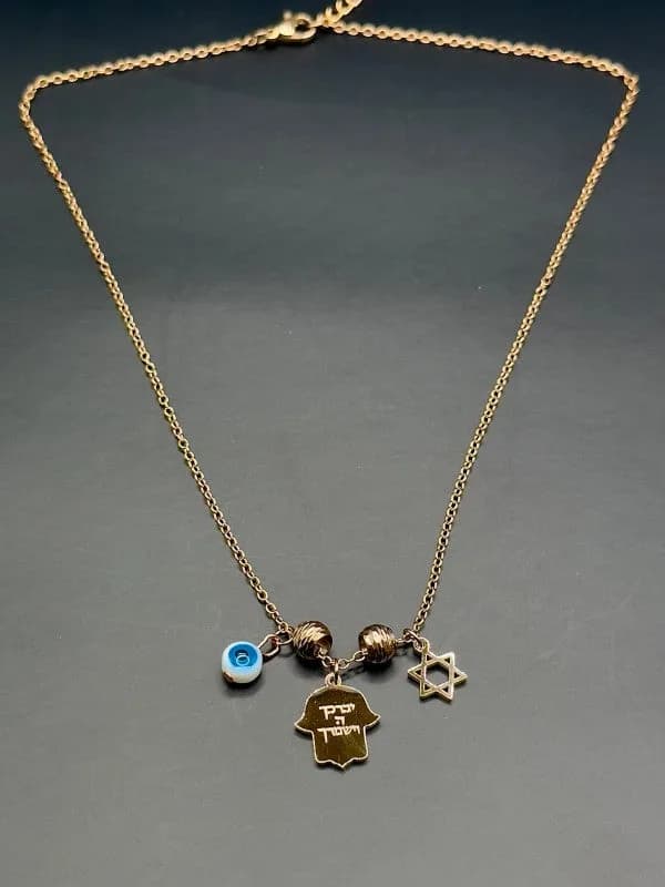 Hamsa Charm Necklace with Evil Eye and Star of David by Koch La Ni in Multiple Colors