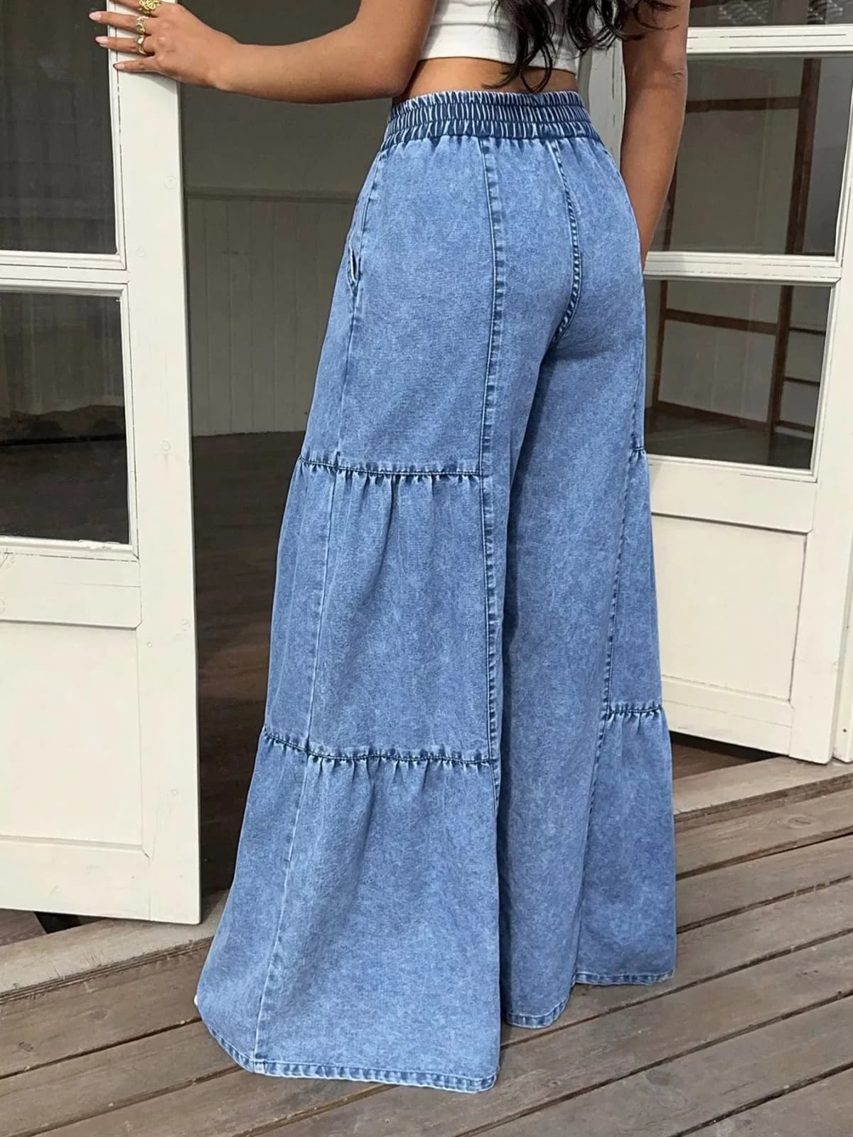 Wide Leg Tiered Jeans