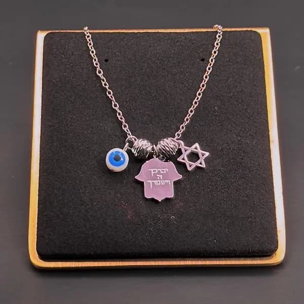 Hamsa Charm Necklace with Evil Eye and Star of David by Koch La Ni in Multiple Colors