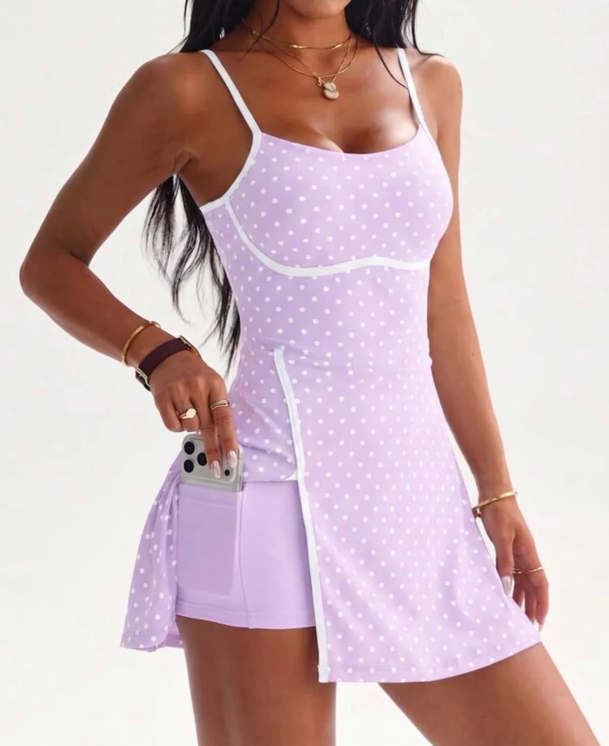 Poke A Dot Sweatheart Strap Dress