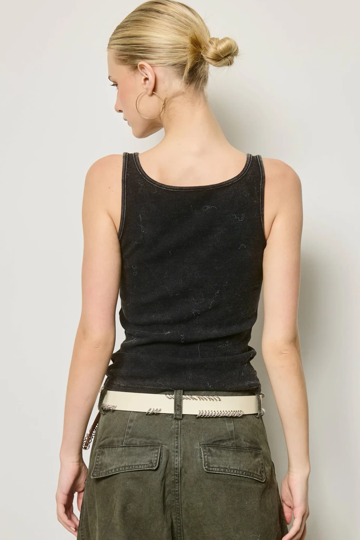 Western Silver Belt Trim Washed Tank Top