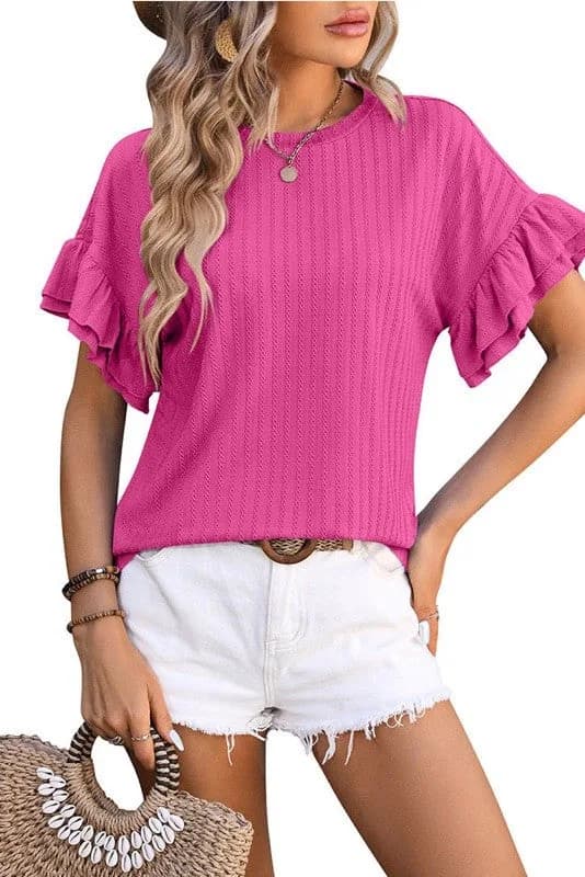 Ruffle Sleeve Textured Shirt by Miss Sparkling