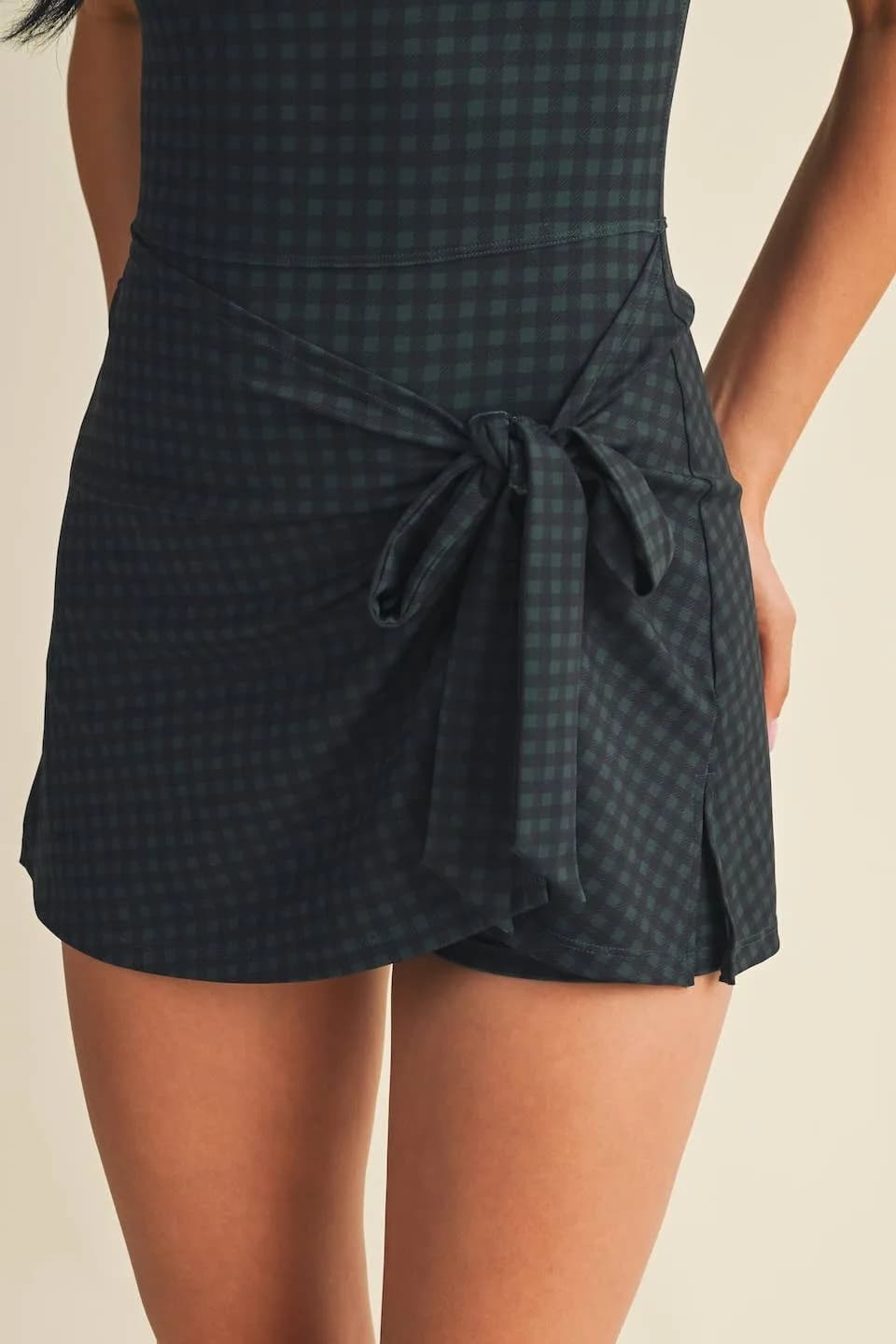 Pre-Order Gingham Print Sleeveless Wrap Tie Front Dress (Ships October)