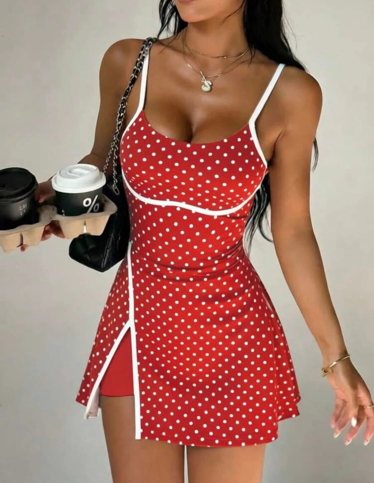 Poke A Dot Sweatheart Strap Dress