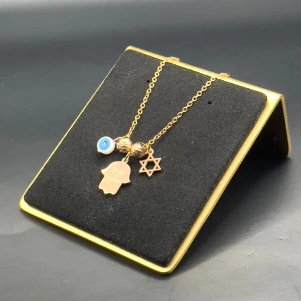 Hamsa Charm Necklace with Evil Eye and Star of David by Koch La Ni in Multiple Colors
