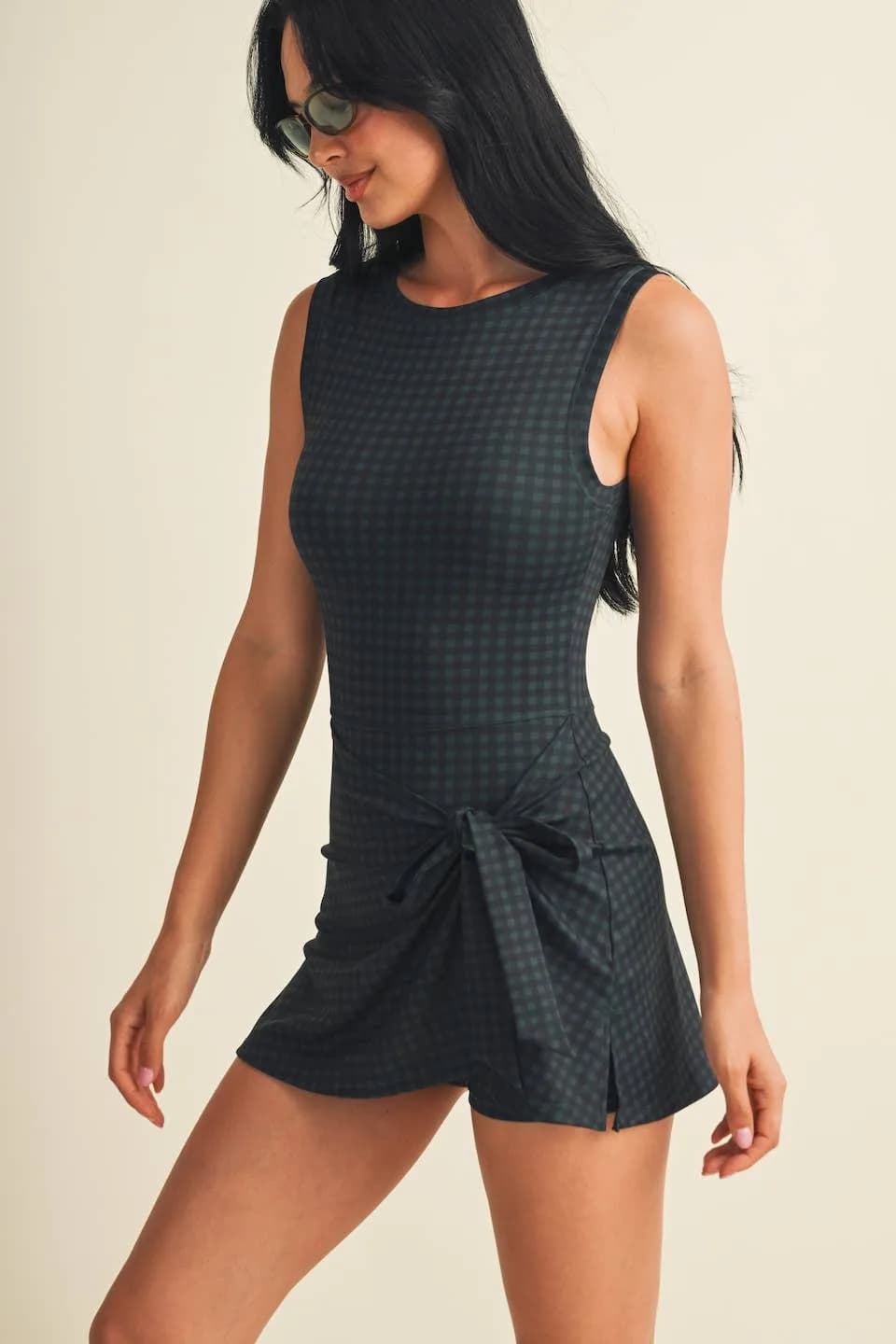 Pre-Order Gingham Print Sleeveless Wrap Tie Front Dress (Ships October)