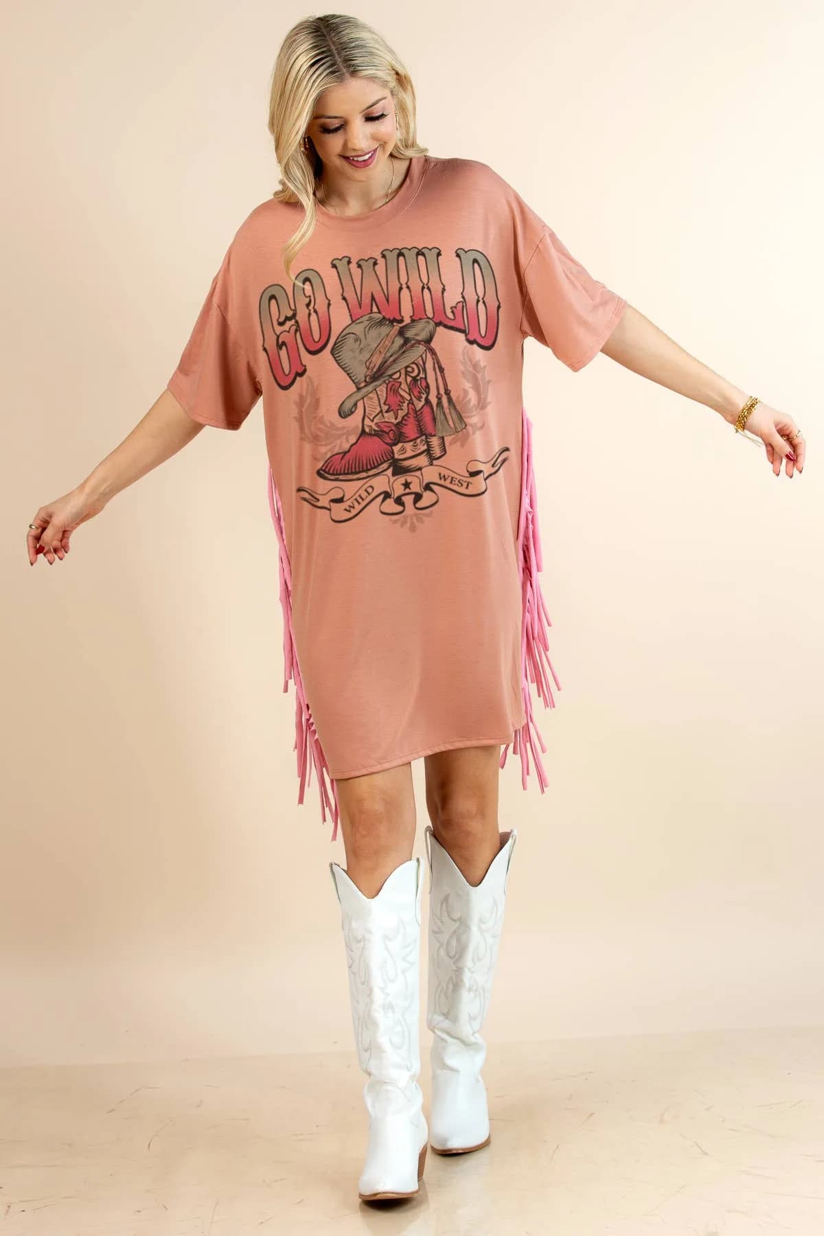 Kyona Go Wild Boots Print T Shirt Dress