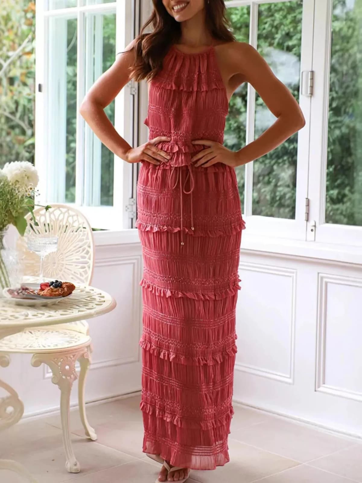 Sleeveless Top and Maxi Skirt Set