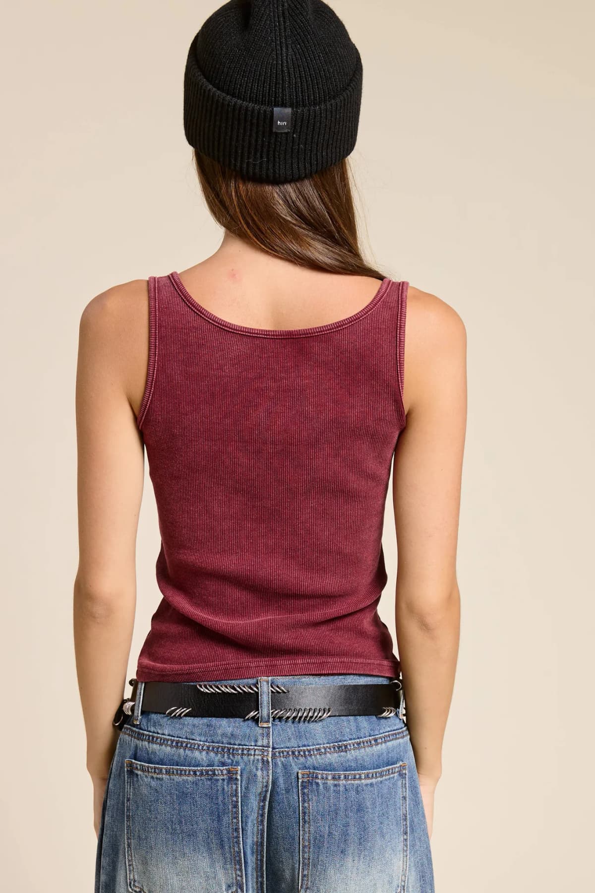 Western Silver Belt Trim Washed Tank Top