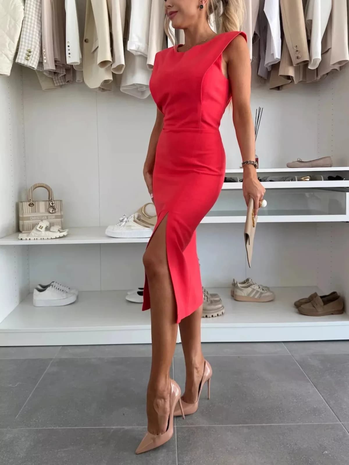 Full Size Slit Round Neck Sleeveless Dress Plus Size in Multiple Colors