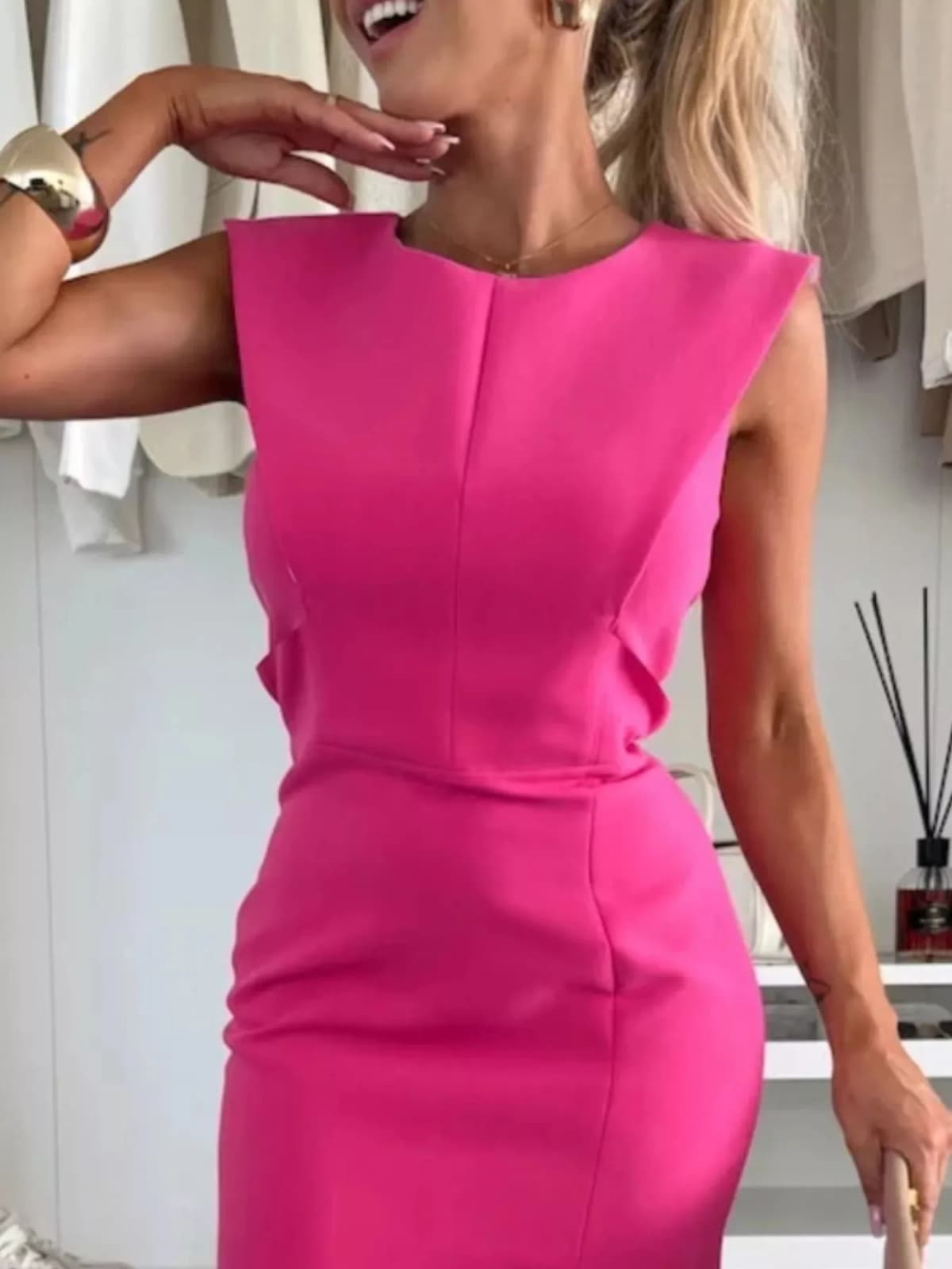 Full Size Slit Round Neck Sleeveless Dress Plus Size in Multiple Colors