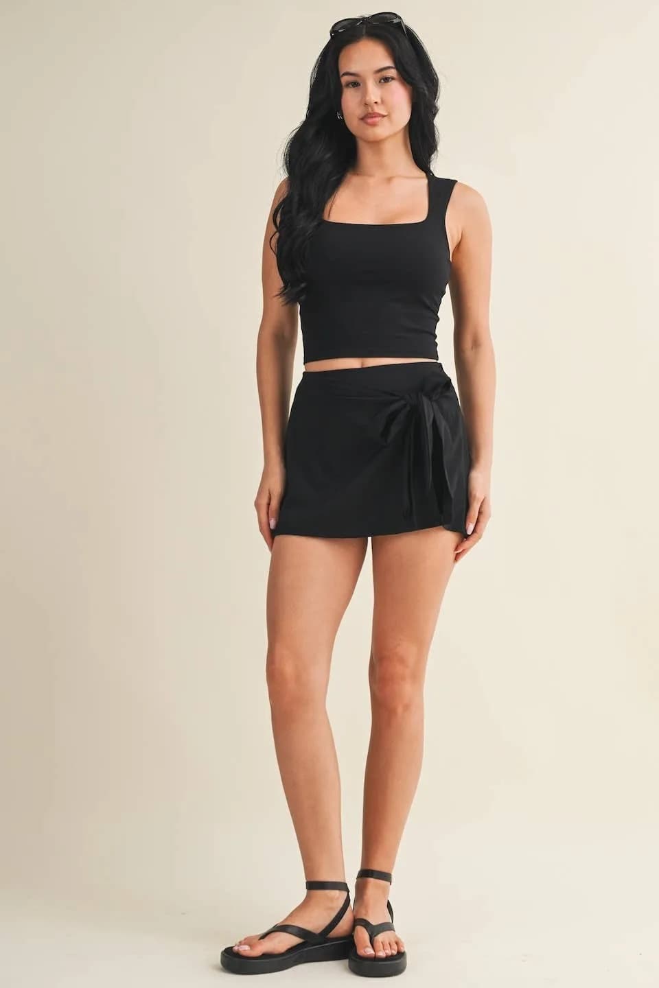 Kimberly C Glowie Wrap Tie Skort