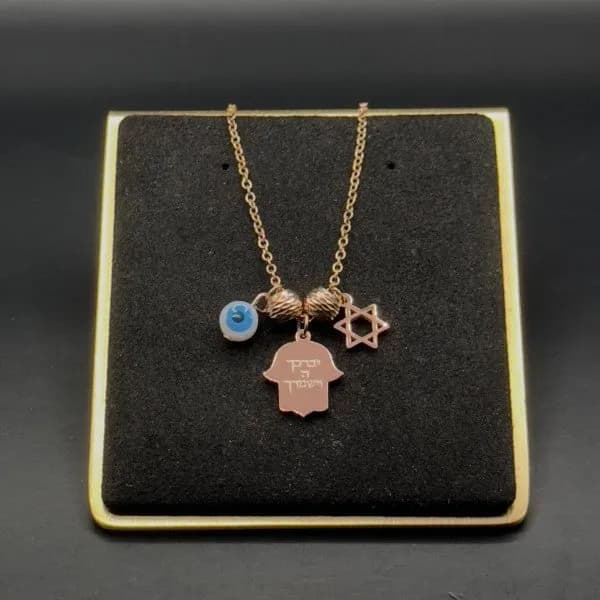 Hamsa Charm Necklace with Evil Eye and Star of David by Koch La Ni in Multiple Colors