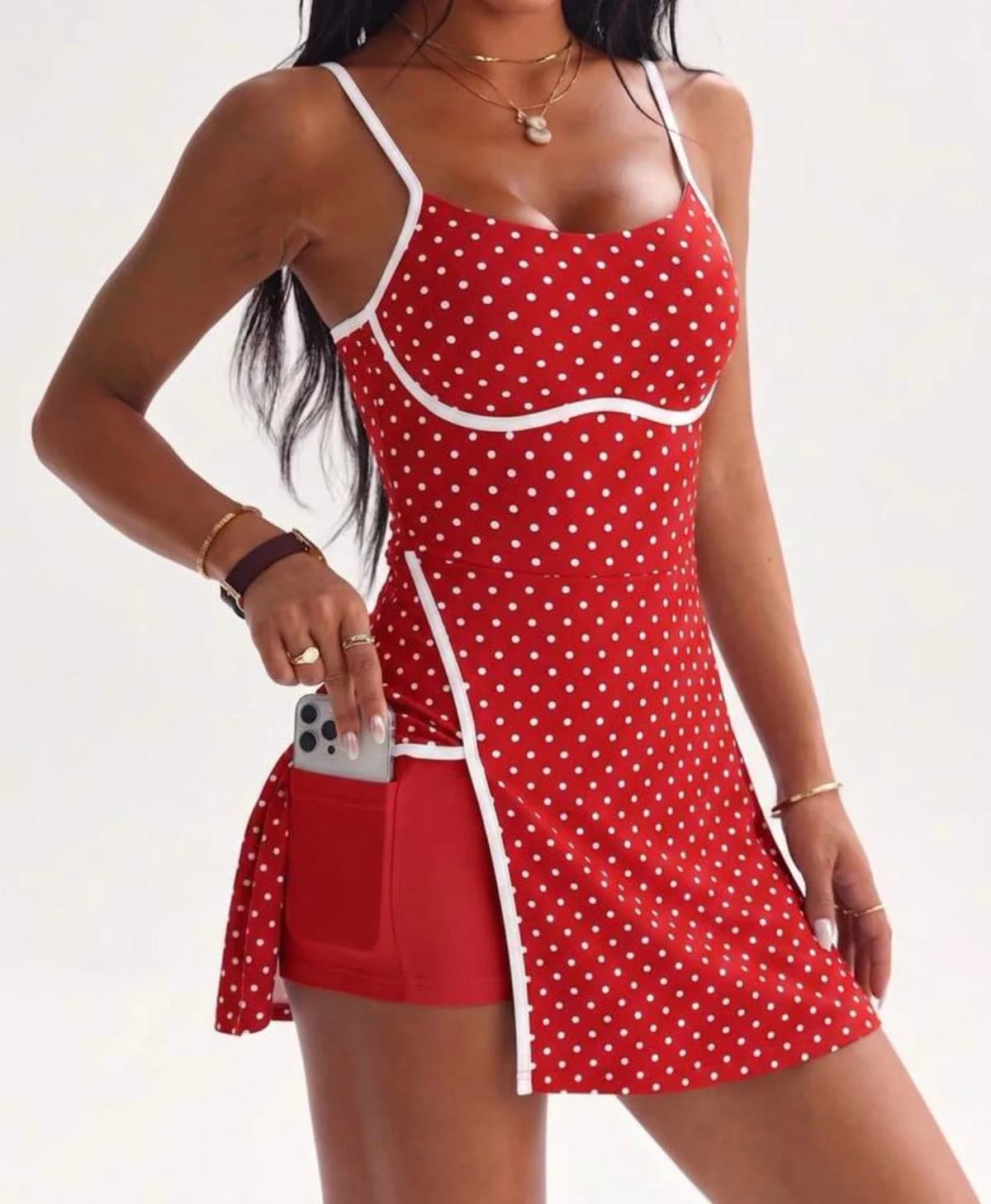 Poke A Dot Sweatheart Strap Dress