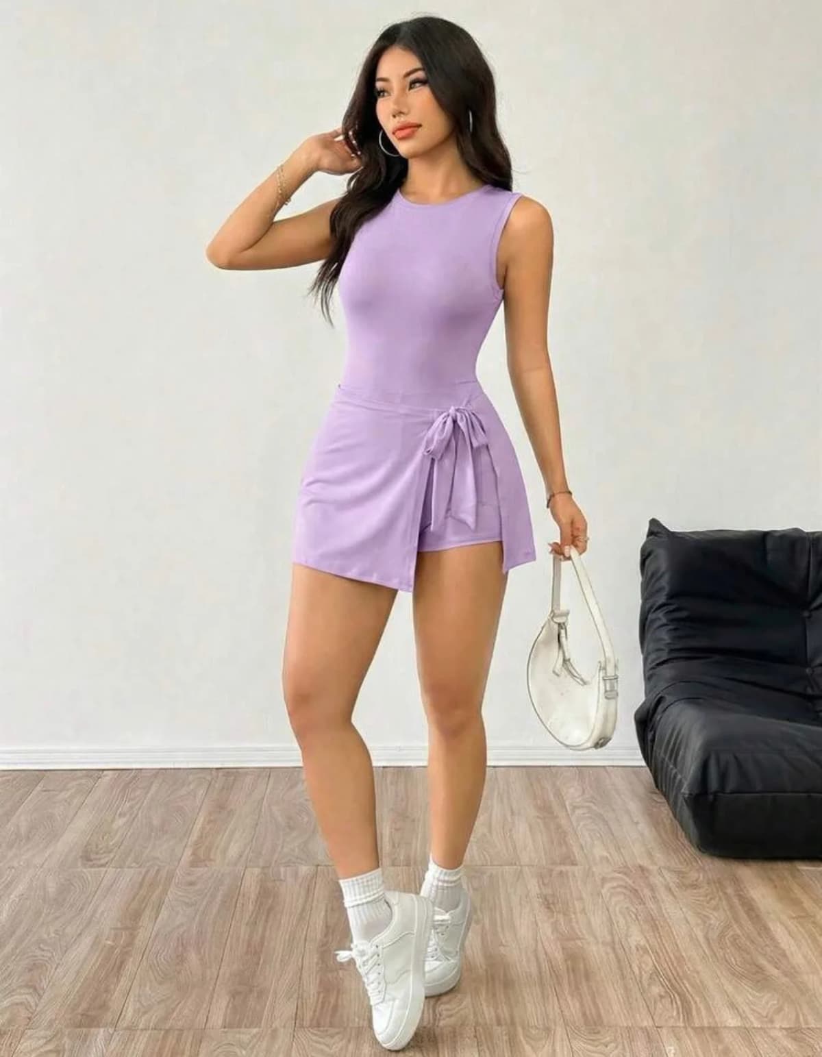 Lavender Athletic Wrap Tie Dress