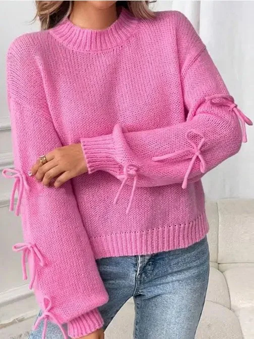Bow sleeve knit sweater