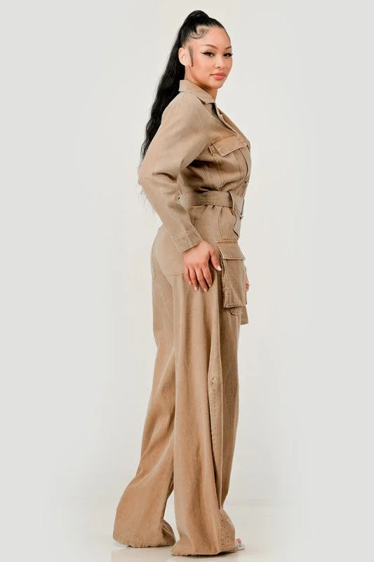 Utility Belted Wide-Leg Jumpsuit