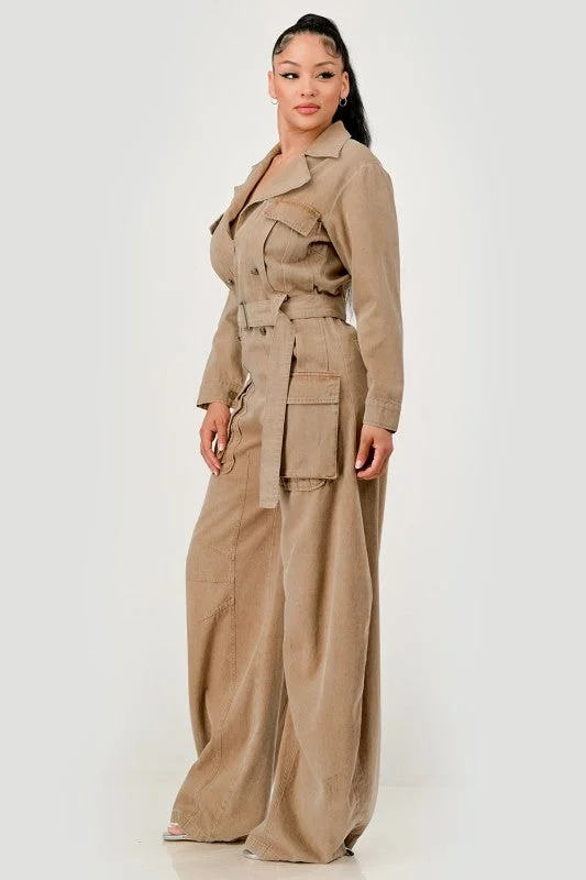 Utility Belted Wide-Leg Jumpsuit