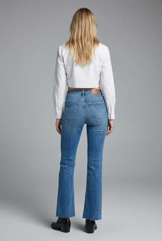 AT1098FLM - HIGH RISE CROSSOVER WAIST FLARE JEANS