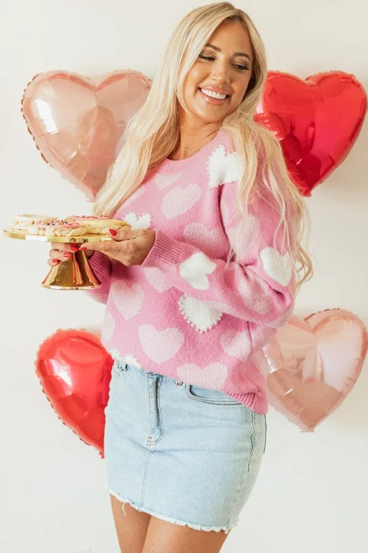 Valentine Heart Pearl Crewneck Sweater