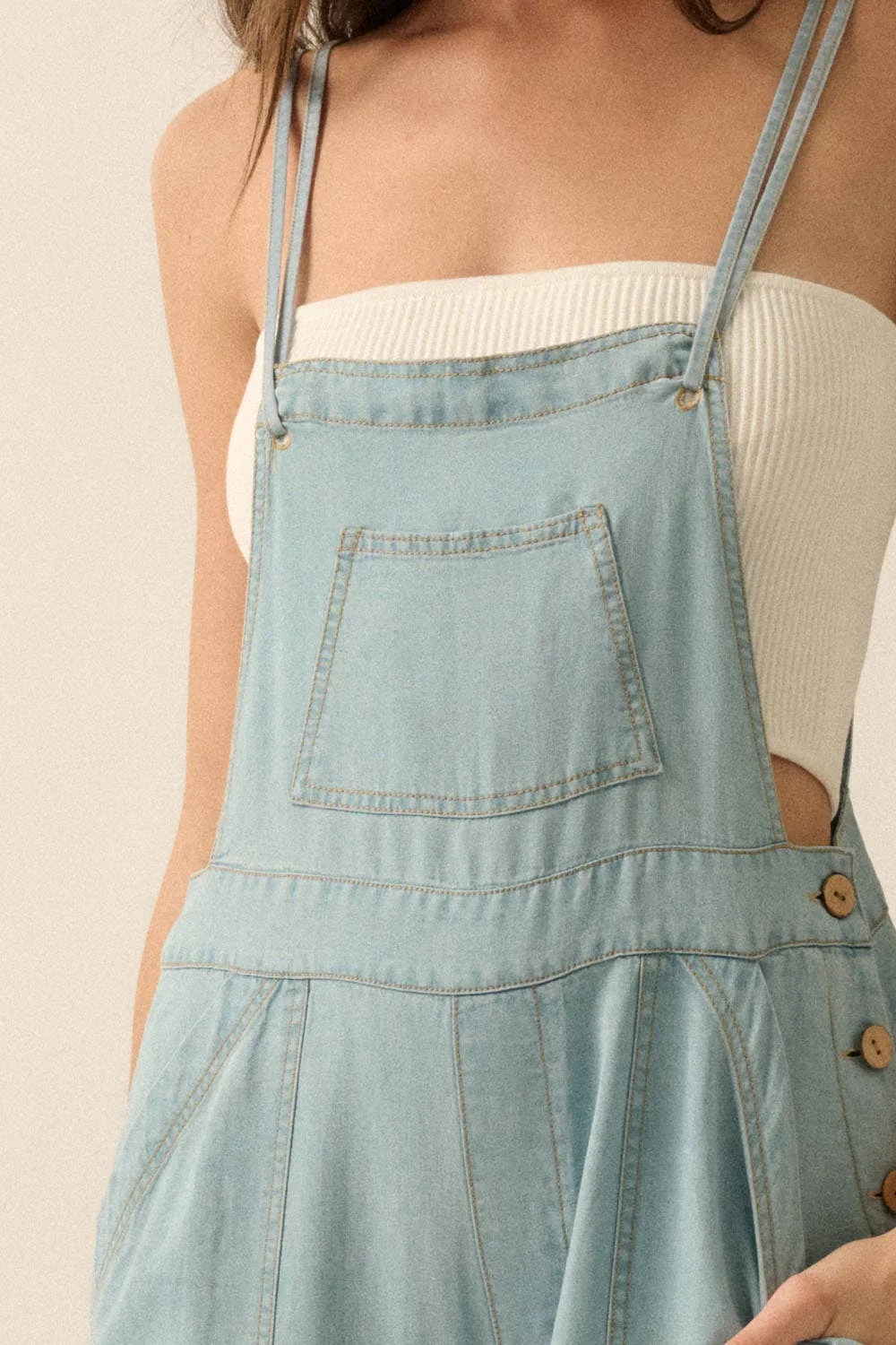 Denim Wide-Leg Overall Jumpsuit by Promesa