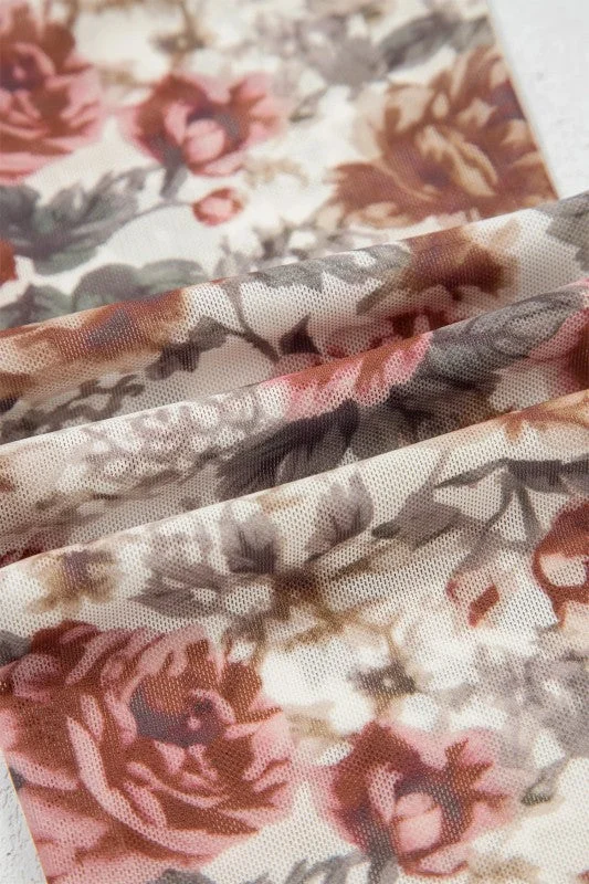 Floral Tie V-Neck Long Bell Sleeve Blouse