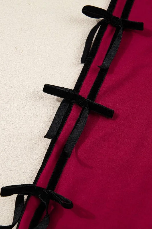 Valentine Bow Tie Long Sleeve Sweatshirt Dress