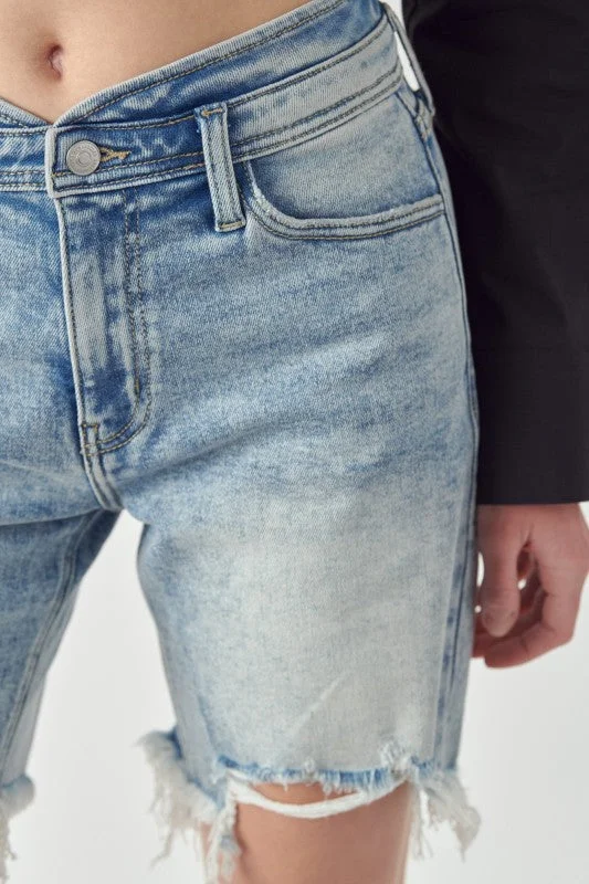 AT1037BML High Rise Bermuda Tulip Waistband Shorts