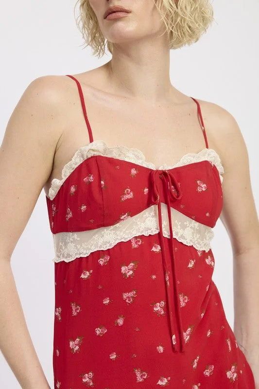 SPAGHETTIE STRAP RUFFLE MAXI DRESS