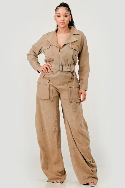 Utility Belted Wide-Leg Jumpsuit