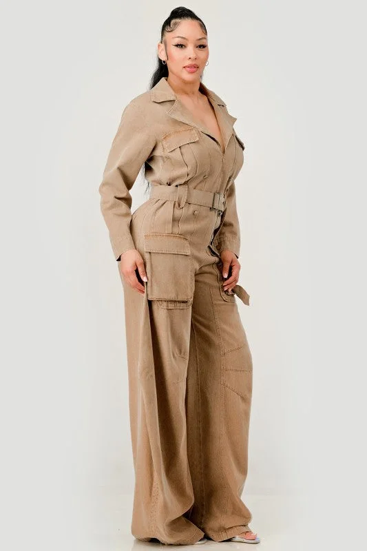 Utility Belted Wide-Leg Jumpsuit