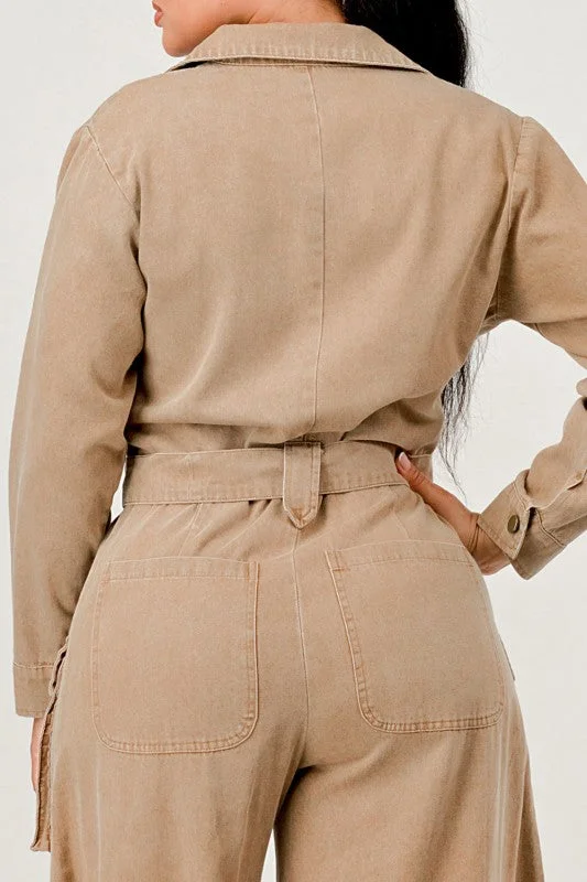 Utility Belted Wide-Leg Jumpsuit