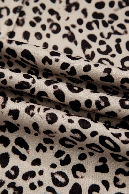 Leopard Terry Knit Wide Leg Pants