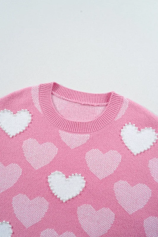 Valentine Heart Pearl Crewneck Sweater
