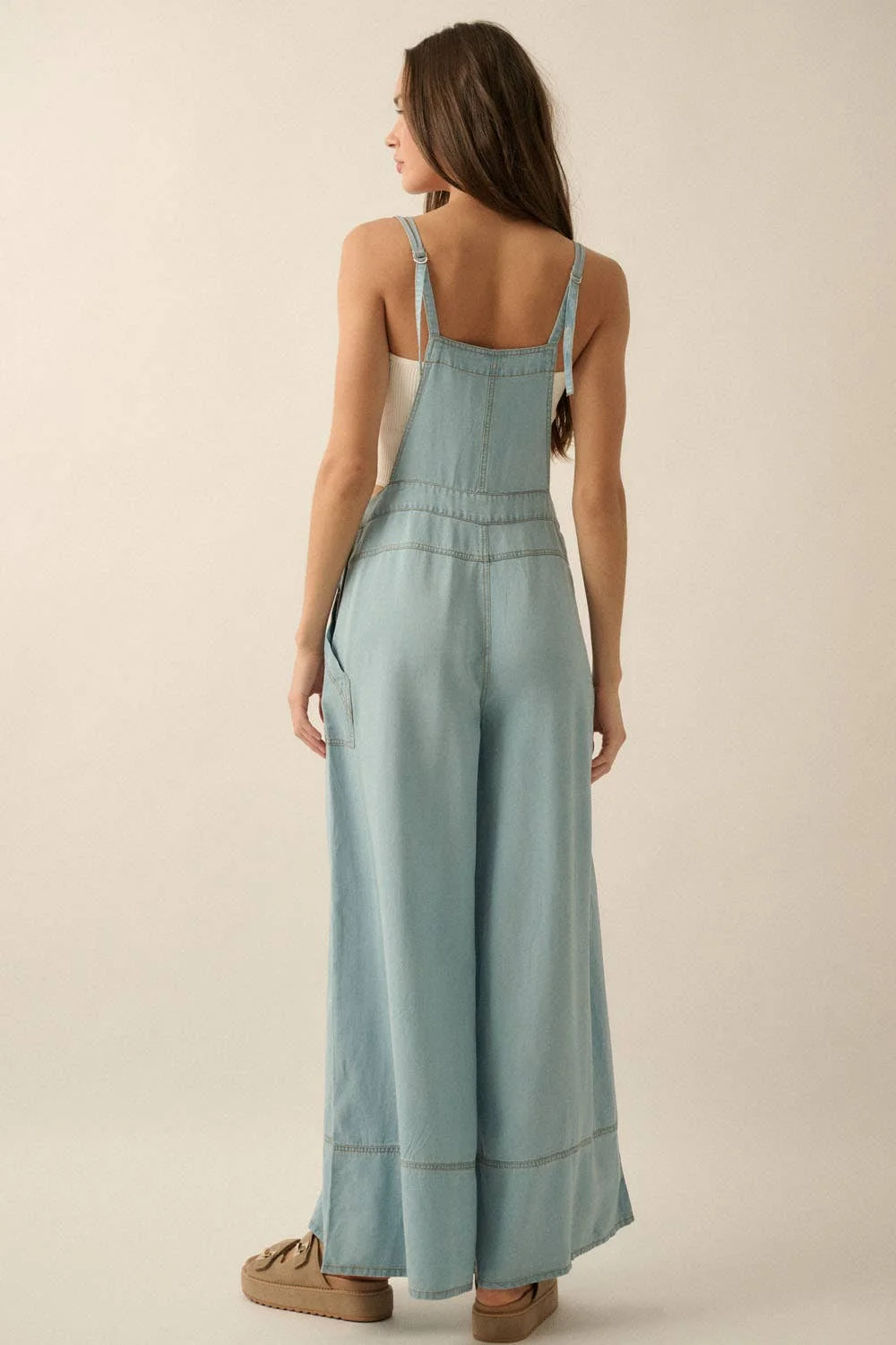 Denim Wide-Leg Overall Jumpsuit by Promesa