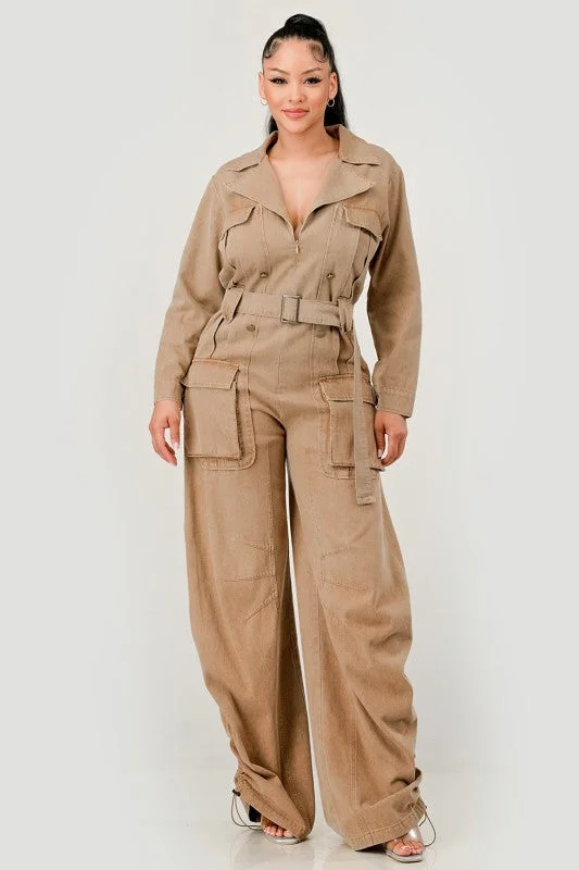 Utility Belted Wide-Leg Jumpsuit