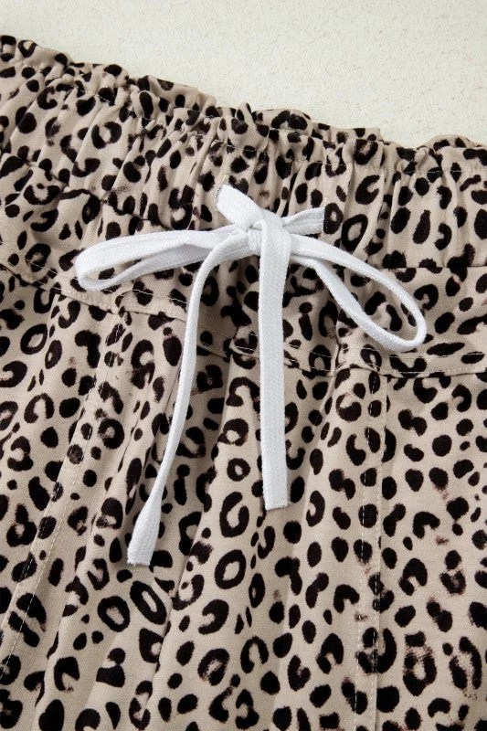 Leopard Terry Knit Wide Leg Pants